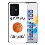 Coque pour honor 100 - je peux pas j ai basket fond blanc - silicone - noir