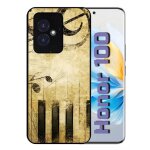 Coque pour honor 100 - piano note musique - silicone - noir