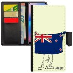 Coque honor 8 rabat portefeuille porte cartes drapeau nouvelle zelande neo zelandais football noir jo ...