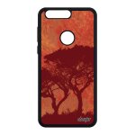 Coque honor 8 silicone arbres cover feuilles peinture telephone ecologie nature rouge soleil etui housse ...