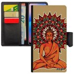 Coque pour honor 8 en simili cuir rabat porte cartes bouddha noir cadeau de noel marron telephone pochoir ...