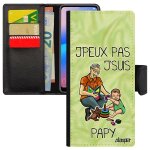 Coque honor 8x cuir rabat portefeuille j'peux pas j'suis papy humour cadeau fete des grands peres vert ...