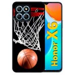 Coque pour honor x6 - basket ball - silicone - noir