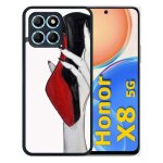 Coque pour honor x8 5g - escarpins rouge et noir - silicone - noir