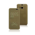 Coque / housse htc one m8 - etui etui � rabat dot view - or
