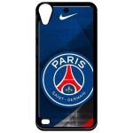 Coque pour htc desire 530 - psg paris saint germain metalise - noir