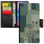 Coque huawei mate 10 lite portefeuille renard homme polaire noir animal fantaisie antichoc gris dessin ...
