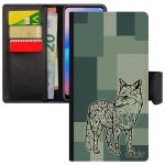 Coque pour huawei p10 lite portefeuille renard etui housse magnetique tribal homme roublard design carr� ...