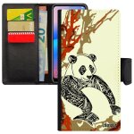 Coque huawei p20 pro simili cuir rabat porte cartes panda graphique smartphone bamboo ethnique azteque ...