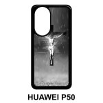Coque huawei p50 - j�sus croix noir et blanc - silicone - noir
