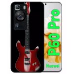 Coque pour huawei p60 pro - guitare red - silicone - noir