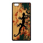 Coque huawei p8 lite 2015 bois silicone salamandre animal souple noir reggae 4g