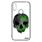 Coque pour huawei y6 2019 silicone tete de mort vert squelette masque techno street art homme metal design ...
