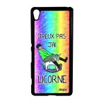 Coque humour j'peux pas j'ai licorne sony xperia xa motif vert arc en ciel de