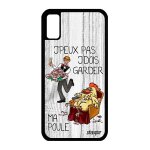 Coque humour j'peux pas j'dois garder ma poule iphone x silicone coq bande dessin�e drole noir smartphone ...
