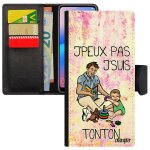 Coque humour j'peux pas j'suis tonton honor 7a cuir portefeuille oncle texte portable telephone case ...