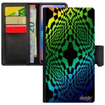 Coque illusion d'optique iphone 5 5s se simili cuir art visuel arc en ciel housse 4g aimante portable ...