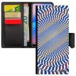 Coque illusion d'optique note 20 rabat portefeuille porte cartes smartphone bleu portable case spirale ...