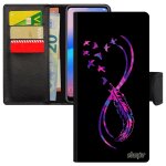 Coque infini note 9 a rabat portefeuille oiseau zen color� femme mobile violet multicolore plume antichoc ...