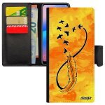 Coque infini de protection rabat iphone 12 pro max cuir portefeuille porte cartes plume nuage univers ...