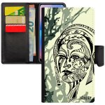 Coque iphone 11 cuir portefeuille femme fille peinture original 4g portrait pu gris housse arbre noir ...