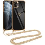 Coque iphone 11 pro 5, 8 pouces avec cordon collier - silicone tpu cadre galvanis motif c?ur, antichoc ...