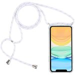 Coque pour iphone 11 pro avec cordon de collier, coque transparente silicone tpu bumper etui housse avec ...