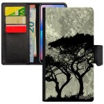 Coque iphone 11 pro max simili cuir arbres feuilles housse peinture design gris telephone zen etui nature ...