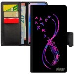 Coque pour iphone 11 pro max simili cuir portefeuille infini plume smartphone multicolore housse amour ...