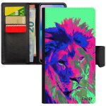 Coque iphone 11 pro portefeuille lion felin fauve pochoir etui housse roi street art design animal violet ...