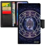 Coque iphone 11 pro rabat portefeuille signe astrologique vierge cover univers noir du zodiaque bleu ...