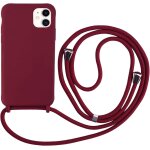 Coque compatible avec iphone 11 pro, coque de t�l�phone en silicone tpu avec lani�re - rouge