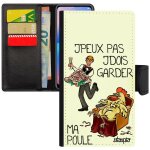 Coque pour iphone 11 simili cuir portefeuille j'peux pas j'dois garder ma poule texte cartoon etui je ...
