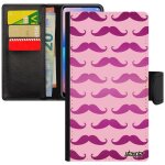 Coque iphone 11 simili cuir rabat porte cartes moustache rose telephone mobile chapeau melon imprime ...