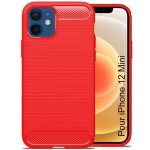 Coque iphone 12 mini (5. 4 ) effet carbone el�gante anti choc rouge