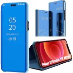 Coque iphone 12 mini (5. 4 ) face effet mirroir rigide souple stable bleu