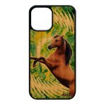 Coque iphone 12 mini en bois silicone cheval fleurs nature vert poulain poney case equitation etui smartphone ...