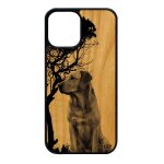 Coque pour iphone 12 mini en bois silicone chien arbre canin mobile design animal nature labrador housse ...