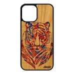 Coque iphone 12 mini bois silicone tigre housse couleur telephone animaux ethnique tasmanie de protection ...