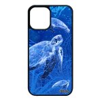 Coque pour iphone 12 mini silicone tortue geante design 4g animaux ocean noir fonds marins dim. marine ...