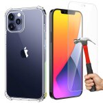 Coque iphone 12 mini transparente + 2� verre tremp� protection ecran, souple silicone etui