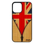 Coque iphone 12 / 12 pro en bois silicone drapeau union jack angleterre anglais united kingdom coupe ...