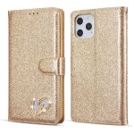 Coque pour iphone 12, iphone 12 pro, cuir synthetique paillete, porte - cartes, dragonne, etui portefeuille ...