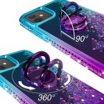 Coque pour iphone 12 / 12 pro, fille silicone paillette bling glitter de luxe avec support, liquide gel ...