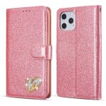 Coque pour iphone 12 pro max, en cuir synthetique a paillettes avec dragonne, porte - cartes et c?ur ... Coque pour iphone 12 pro max, en cuir synthetique a paillettes avec dragonne, porte - cartes et c?ur ...
