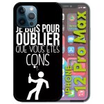 Coque pour iphone 12 pro max - je bois pour oublier que vous etes con 1 - noir