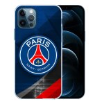 Coque pour iphone 12 pro max - psg logo metal chrome