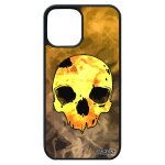 Coque iphone 12 pro max silicone tete de mort horreur masque pirate crane tattoo smartphone orange squelette ...