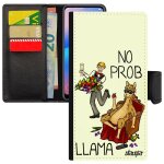 Coque pour iphone 12 / 12 pro porte cartes no prob lama housse etui magnetique humour blanc cartoon design ...