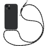 Coque pour iphone 13 (6. 1'') silicone souple anti - choc couleur unie inclu tour de cou universel noir ...